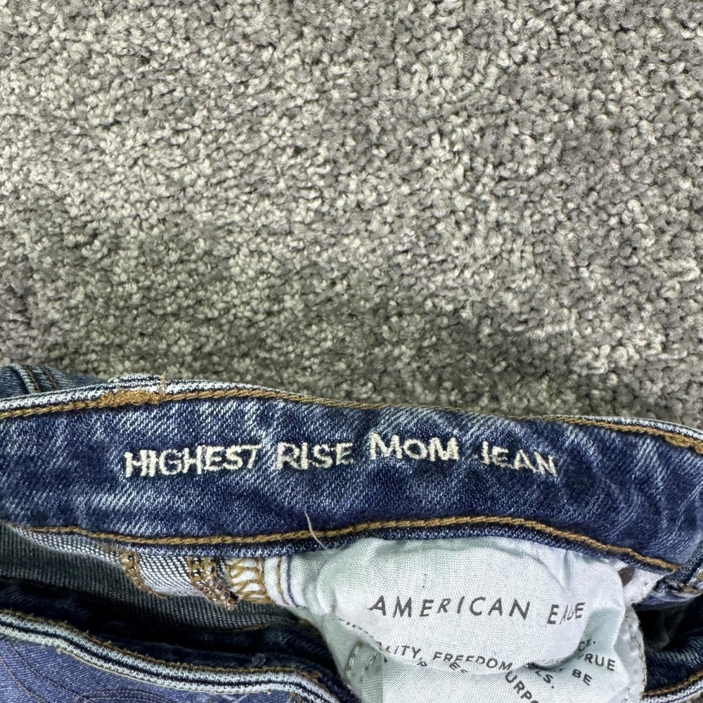 American Eagle Jeans Womens 2 Blue Highest Rise Mom Distressed Stretch Denim - Picture 7 of 9